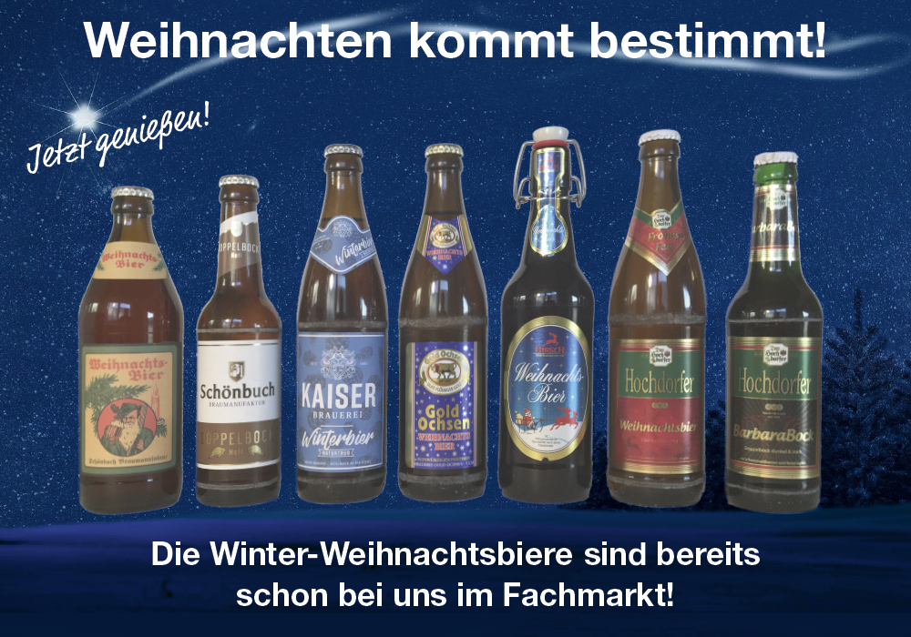 Kaufen bei Drinkscout24 Unterensingen, Jetzt genießen Schönbuchbräu Weihnachtsbier, Schönbuchbräu Doppelbock, Kaiser Winterbier, Gold Ochsen Weihnachtsbier, Hirsch Brauerei Weihnachtsbier, Hochdorfer Weihnachtsbier, Hochdorfer Barbarabock. Winterbier, Weihnachtsbier, Festbier und vieles mehr schon im DRINKSCOUT24 Getränkefachmarkt, Unterensingen, Kelterstr. 13, Tel. 07022 8365 erhältlich