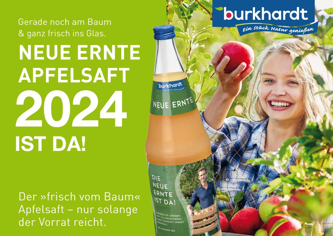 Apfelsaft Neue Ernte 2024 von burkhardt bei Drinkscout24 Unterensingen und Reudern nur so lange Vorrat.